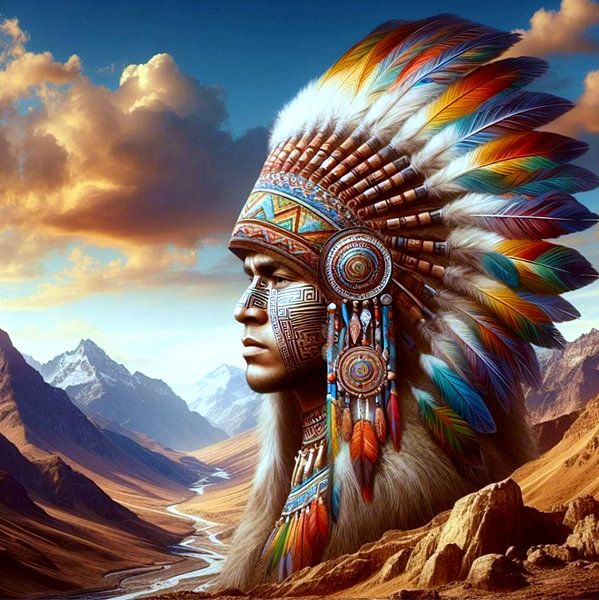 Man inheems Noord-Amerika 4 van Yvonne van Huizen