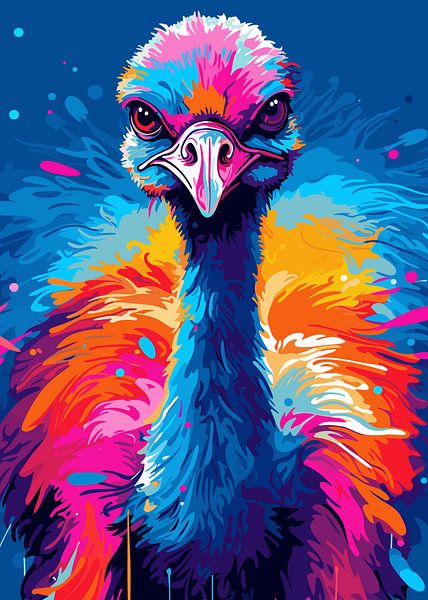 Ostrich Wild Nature WPAP Color Style by Mason Scott