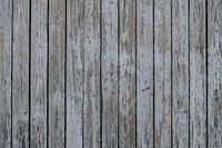 Die verwitterten, weiß gestrichenen Regale.