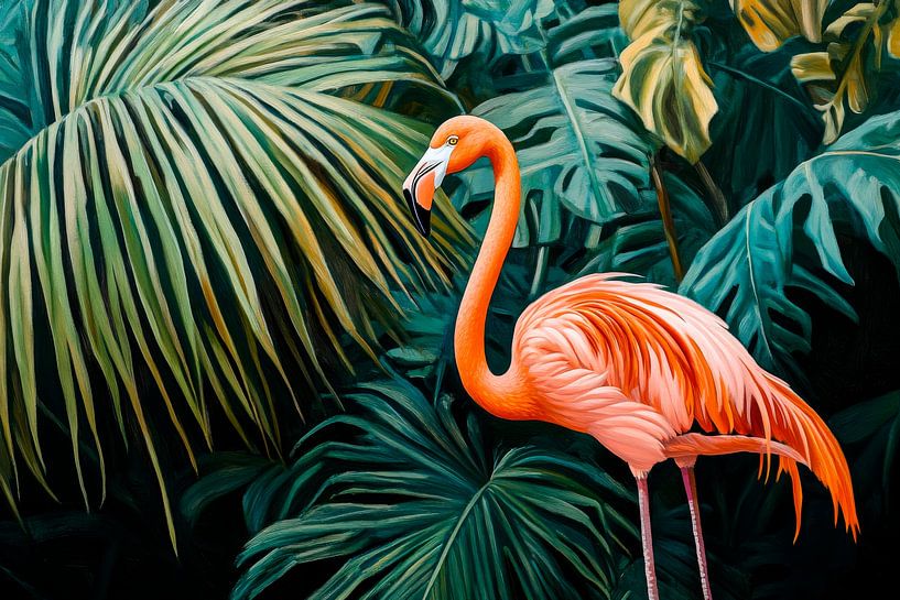 Flamant rose dans la jungle par Poster Art Shop