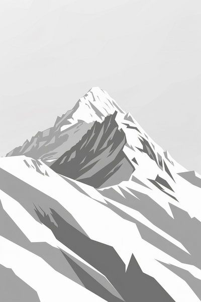 Schneebedeckter Gipfel im Nebel von Poster Art Shop