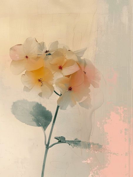 Hortensien in Pastellfarben, japanischer Stil von Japandi Art Studio