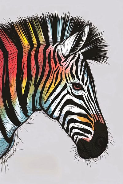 Colourful zebra digital illustration by Art & Soul Creations