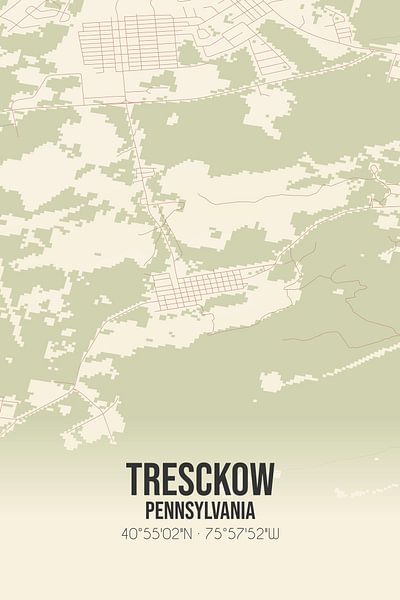 Alte Karte von Tresckow (Pennsylvania), USA. von Ortsdrucke