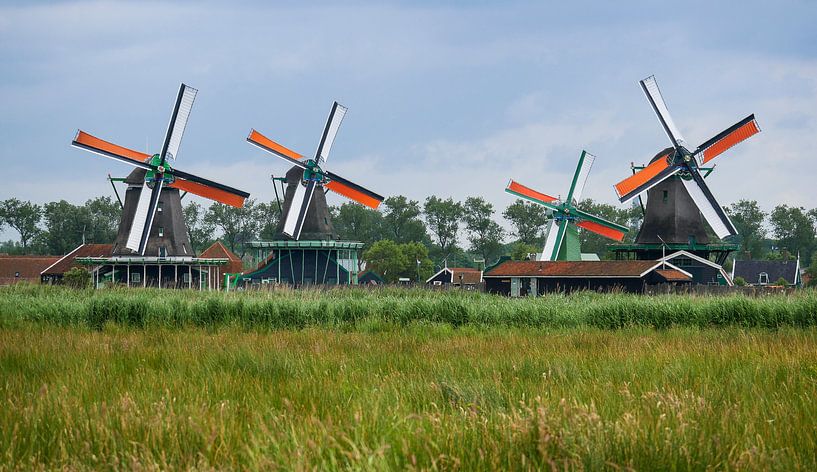Dutch windmills with summer sails by Peet Romijn