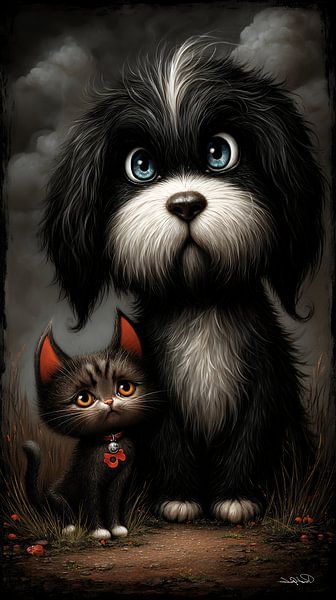 Hund - Katze - Cartoon von Gelissen Artworks