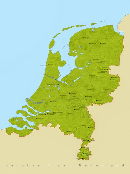 Gebirgskarte der Niederlande. von Frans Blok - Fotos, Kunst und weitere Wanddekoration