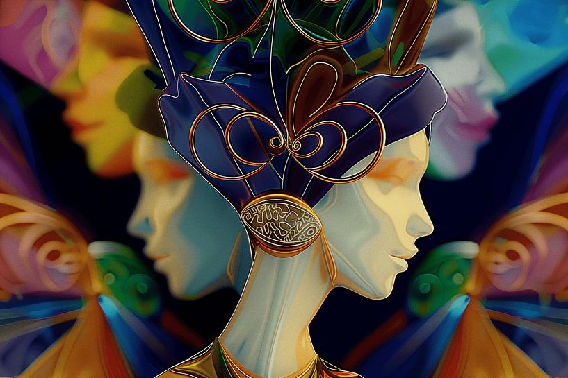 Frauenporträt mit Goldrand von Ton Kuijpers