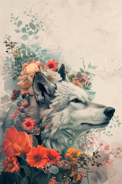 Wolf in floraler Schönheit - Eleganz und Stärke* von Eva Lee