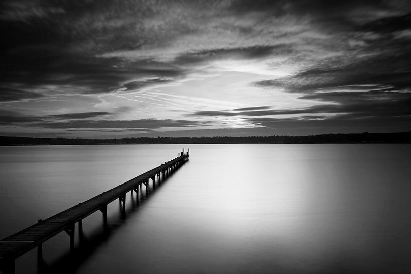 Long jetty on the water by Frank Herrmann