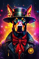 Steampunk Dobermann Digitale Kunst Aquarell Stil