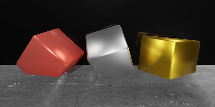 Würfel im Metallboden von Stefanie Keller