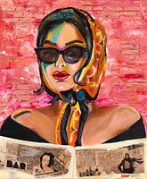 La belle chic - portrait de femme en technique mixte