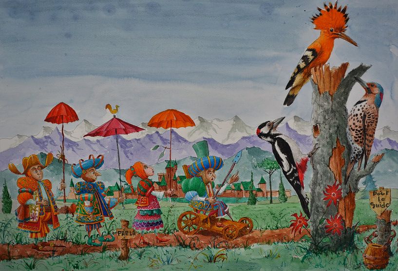 THE VISIT TO THE BIG BIRDS. by Michel MICHAUX