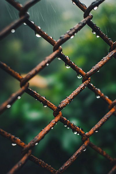 Rusty drops on metal fence by Art & Soul Creations
