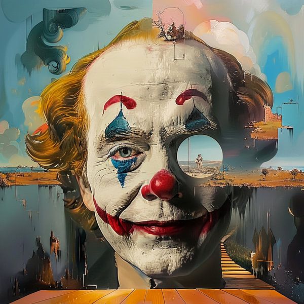 clown head surreal dream landscape psyche symbolism melancholy by gm_designs