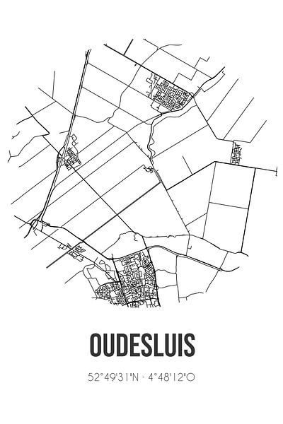 Oudesluis (Noord-Holland) | Landkaart | Zwart-wit van Stad & Wand