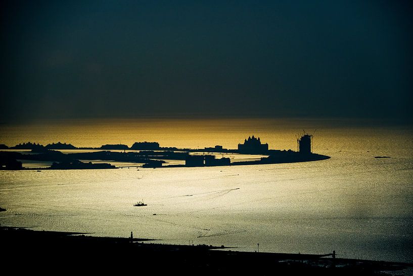 Sonnenuntergang über der Palmeninsel Jumeirah in Dubai von Edsard Keuning