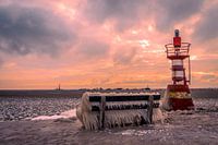Enkhuizen in winter at the waterfront in North Holland