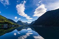 View of the Fjærlandfsjord in Fjærland, Norway