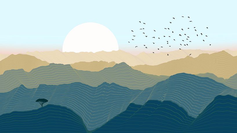 Abstrakte minimalistische Berge von True Nature Art