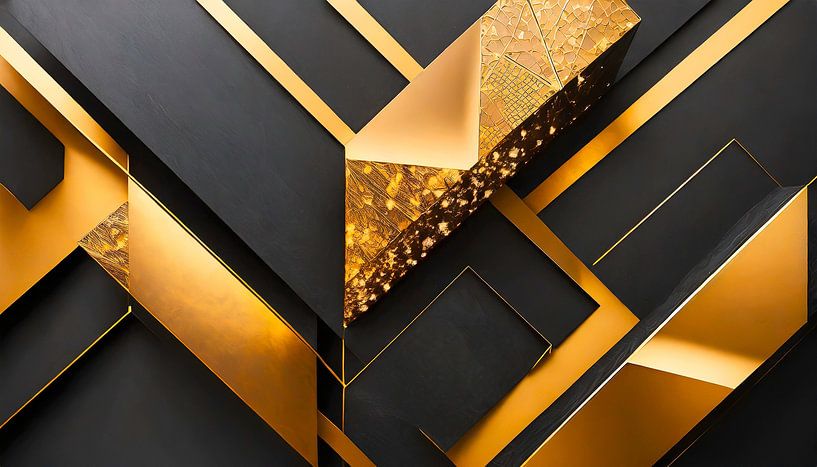 Gold mit Schwarz in Kunst von Mustafa Kurnaz