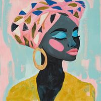 Gouache fashion portrait African lady