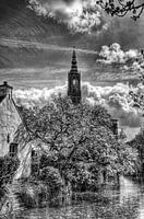 Westsingel en Lange Jan Historisch Amersfoort zwartwit