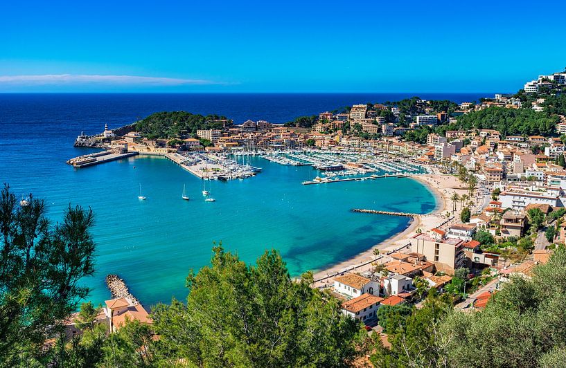 Port de Soller, idyllic harbor marina on Mallorca island, Spain Mediterranean Sea by Alex Winter
