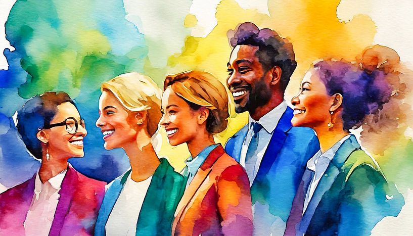 Groep mensen, aquarel kunstontwerp van Animaflora PicsStock