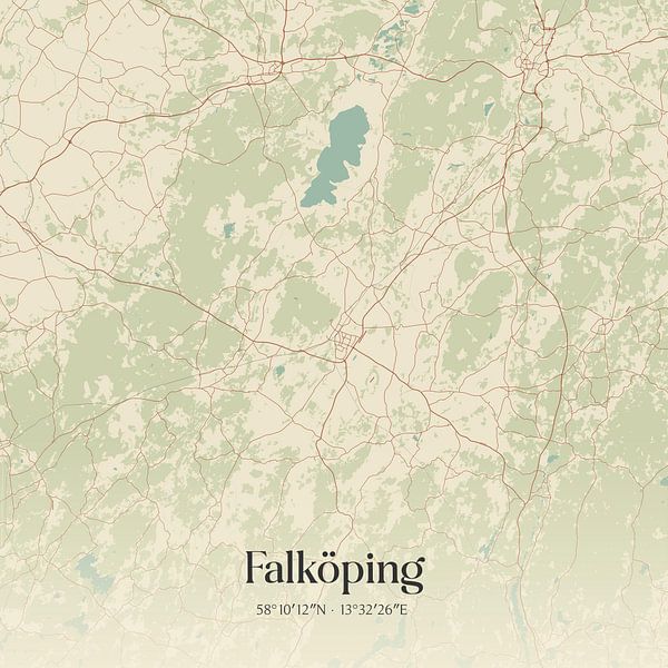 Alte Karte von Falköping, Schweden. von Ortsdrucke