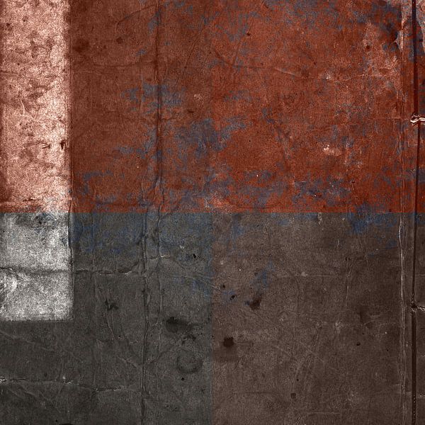 Quadrata. Abstrakte minimalistische Kunst in Rostbraun, Weiß und Grau von Dina Dankers