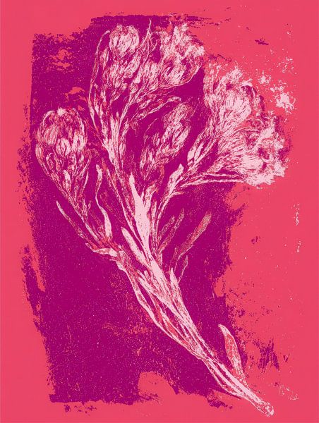 Fleur sèche rose et fuchsia - art botanique moderne avec texture graphique par But First Framing