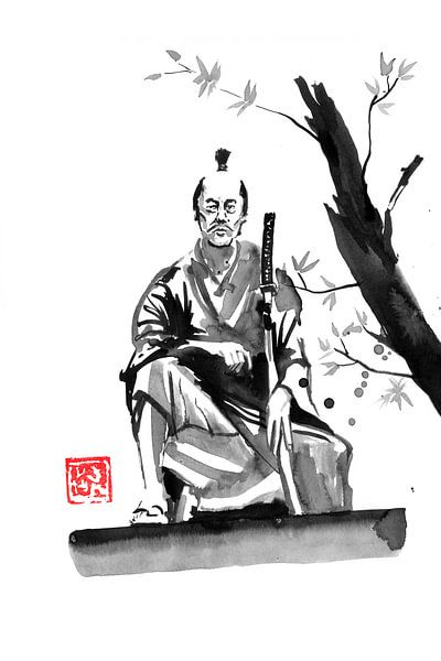 samurai seated by Péchane Sumie