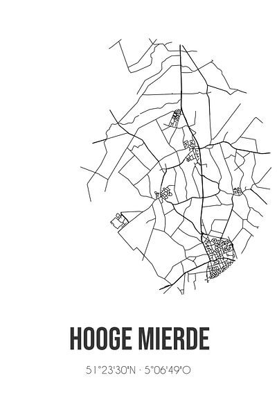 Hooge Mierde (Nordbrabant) | Karte | Schwarz und Weiß von Ortsdrucke