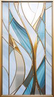 Hellblau Art Deco: Glasmalerei mit Gold