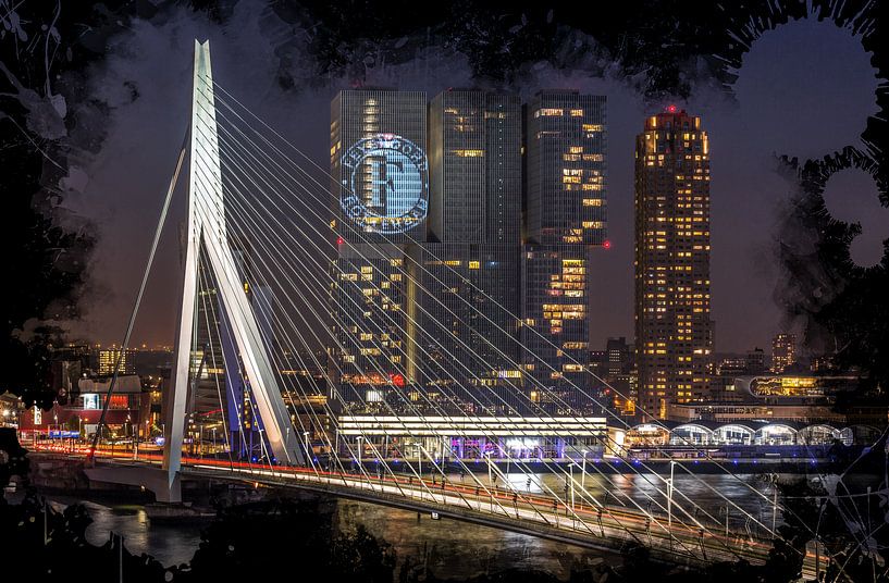 Die Erasmus-Brücke  in Rotterdam (Feijenoord Art Ausgabe) von MS Fotografie | Marc van der Stelt