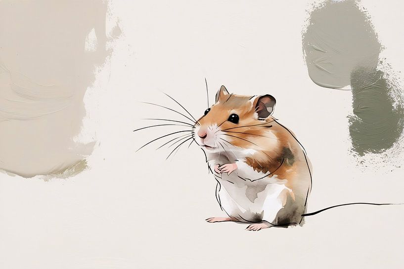 Niedlicher Hamster auf abstraktem Hintergrund von Art & Soul Creations