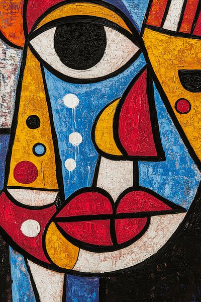 Abstraktes Gesicht – Farbenfrohe Komposition von Poster Art Shop