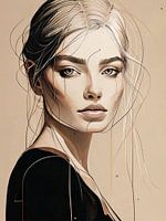 Minimalistisch Vrouwenportret Schets