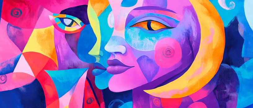 Farbige Gesichter im abstrakten Stil von Poster Art Shop