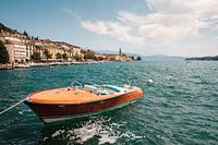 Classic Italian Riva boat in the port of Salò (Lake Garda)