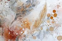 Beige en oranje rustgevend abstract schilderij