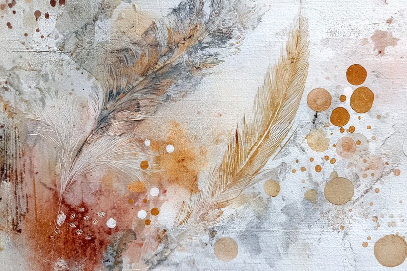 Beige und orange beruhigende abstrakte Malerei von Joriali Abstrakte Kunst