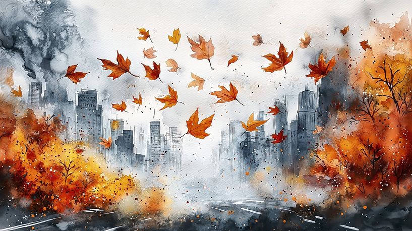 Herbstblätter auf Stadtstraße von Frank Heinz