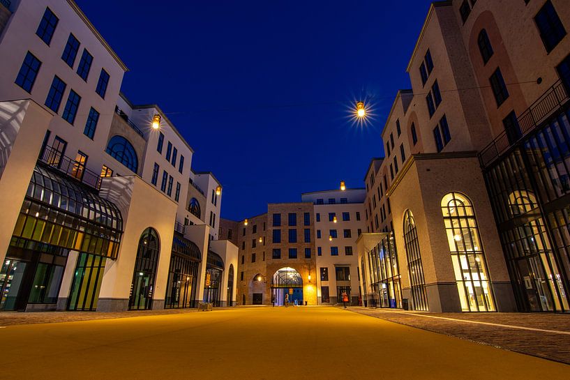 The moon quarter during the blue hour by Mark Lenoire