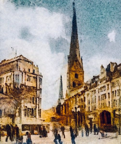 Hamburg, City Hall Market by zam art