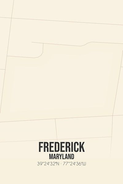 Vintage landkaart van Frederick (Maryland), USA. van Stad & Wand