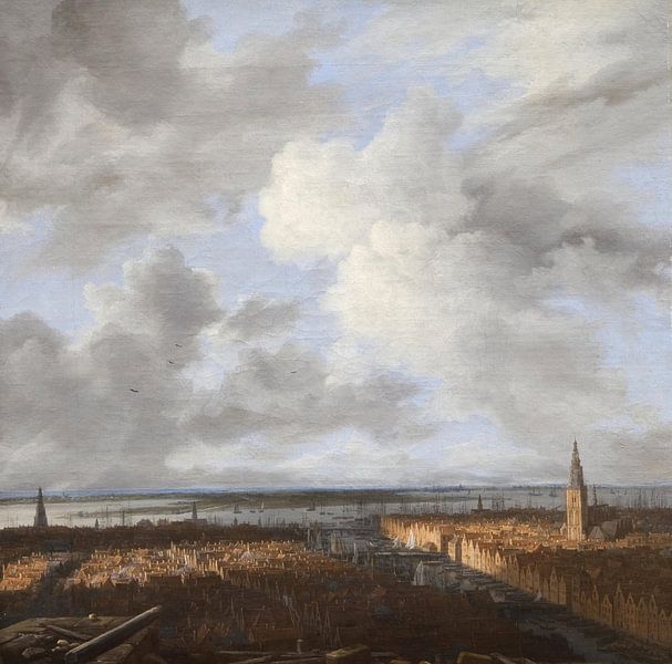Panoramablick auf Amsterdam mit Blick auf das IJ, Jacob van Ruisdael von Meisterhafte Meister