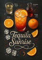 Tequila Sunrise Poster - Fruchtige Orange Cocktail Kunst